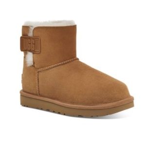 UGG Chestnut/Tan Mini Bailey Logo Strap Booties Size 8